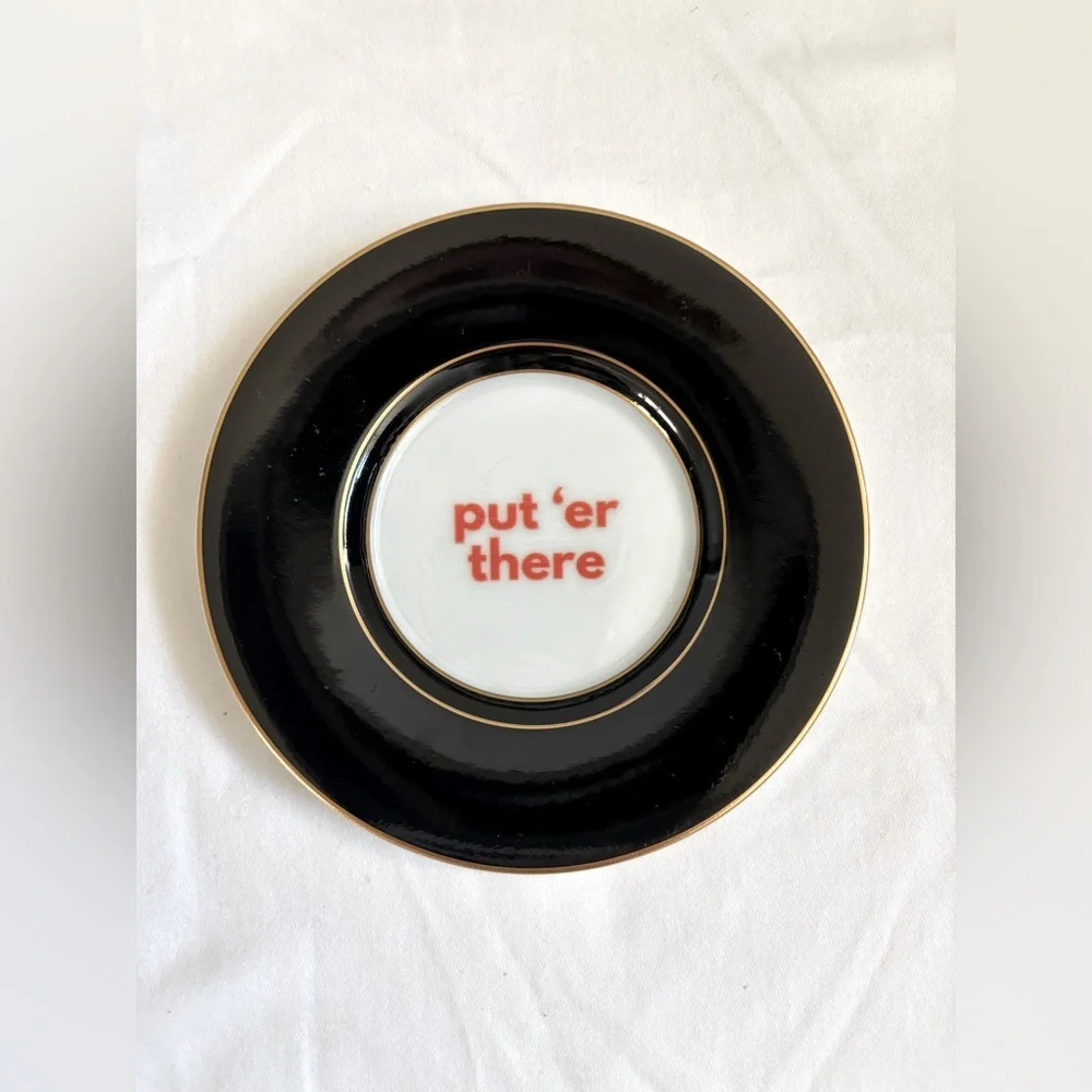 Upcycled catch-all keepsake dish with black and gold detail
